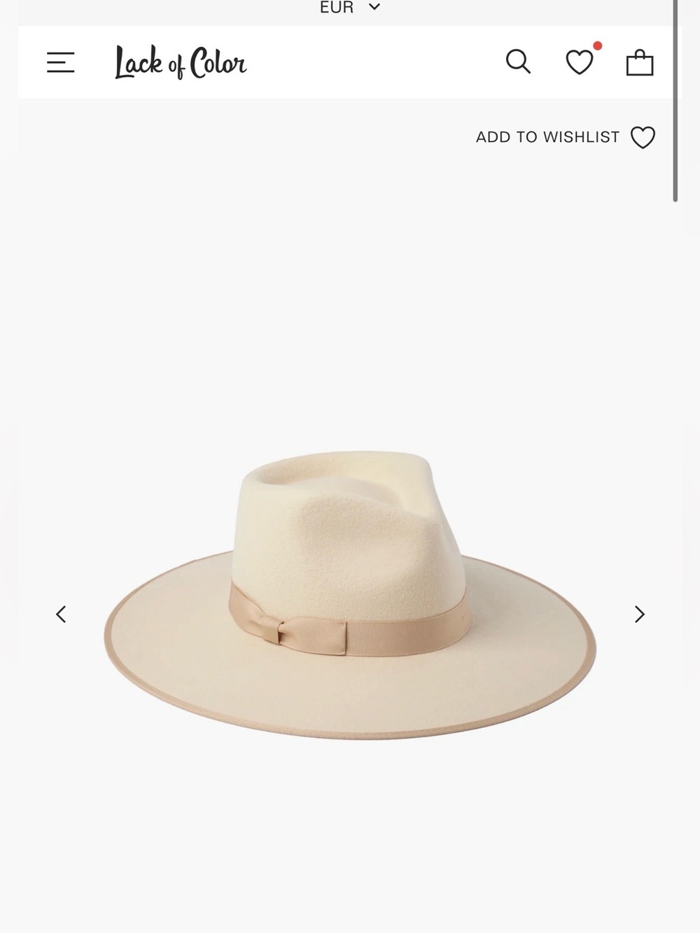 Lack of Color Beige Wide Brim Fedora with Ribbon Trim